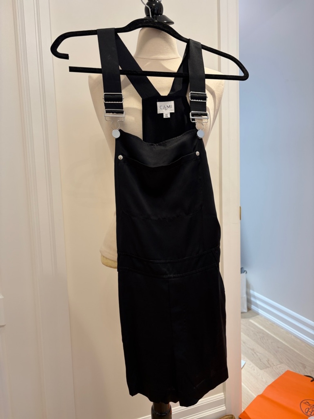 Cami NYC Black Overall-Style Romper 100% Silk